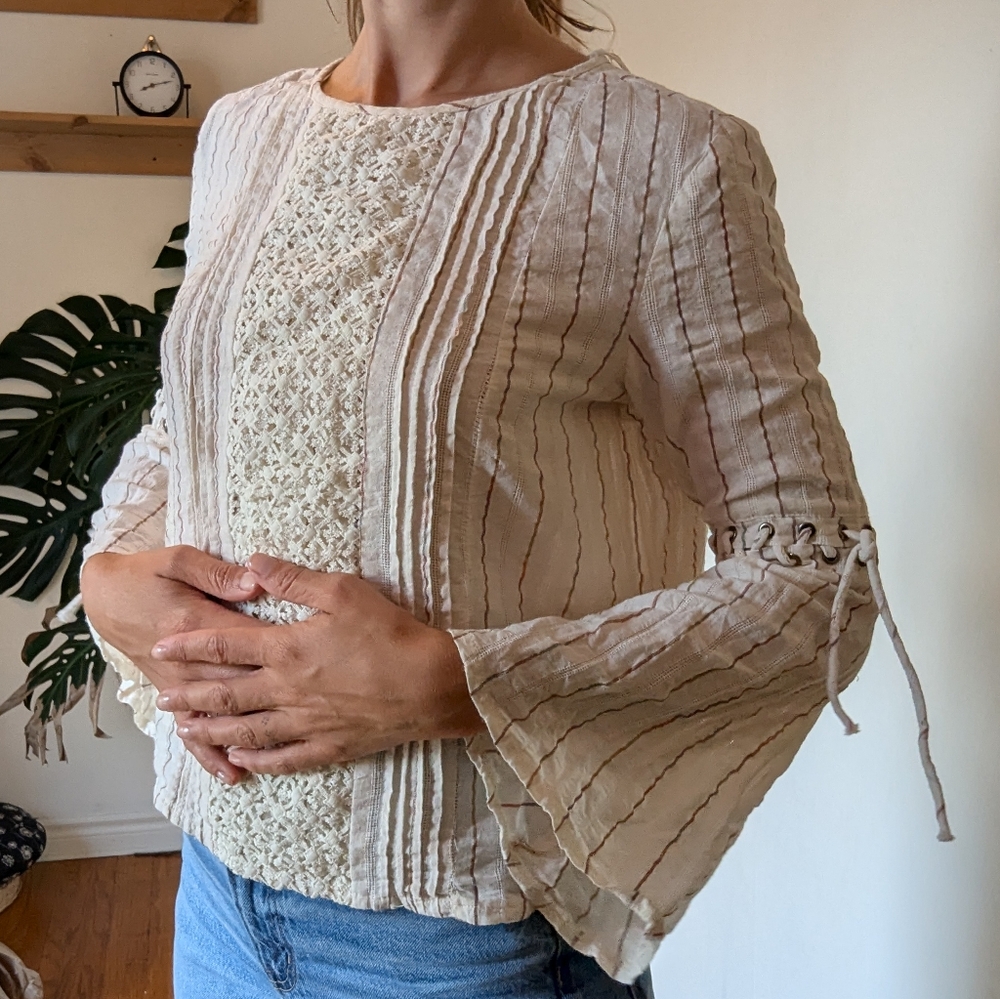 Cream Lace Detail Women's Top